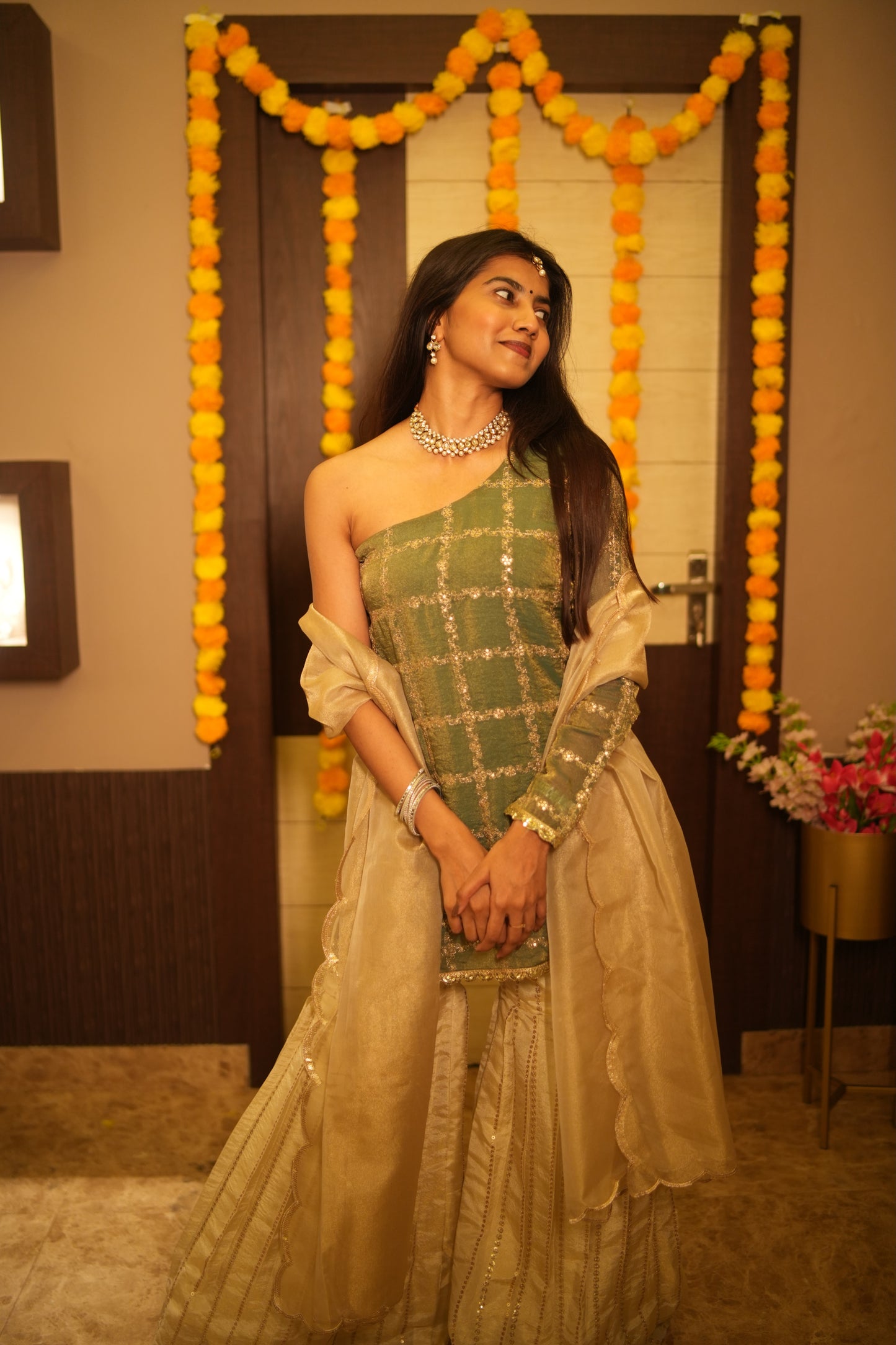 Meherza Sequin Sharara Set