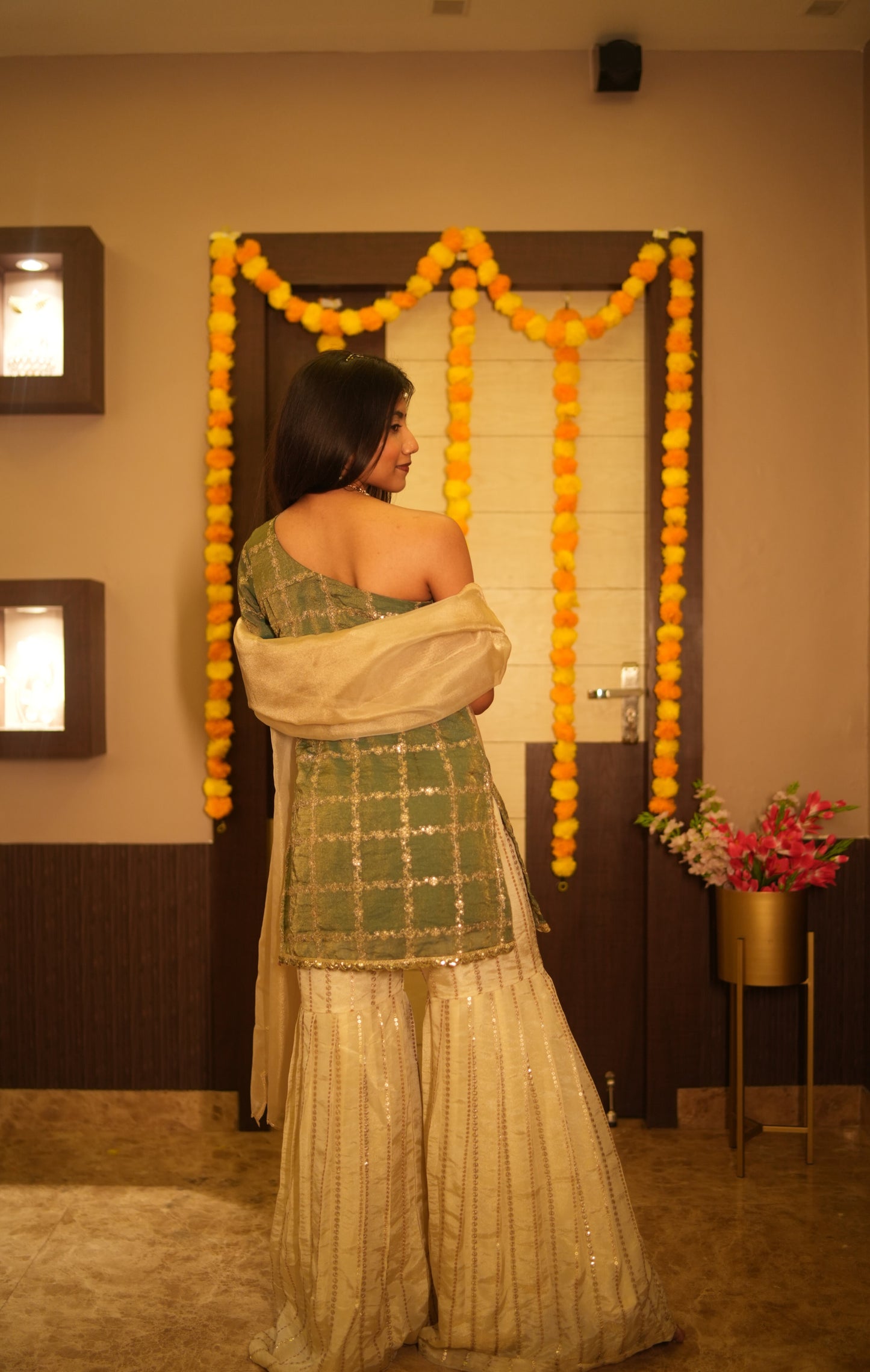 Meherza Sequin Sharara Set