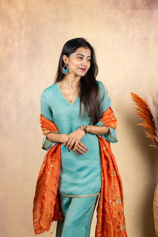 Neel Kamini Zard Patakha Suit Set
