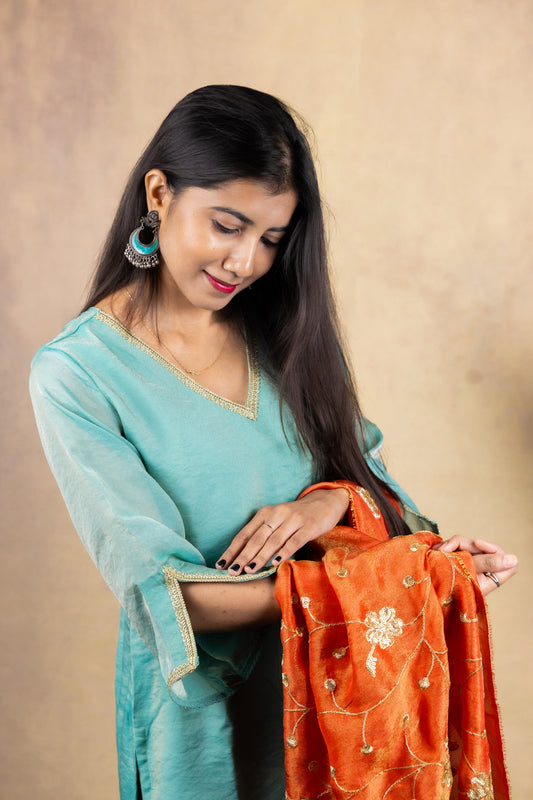 Neel Kamini Zard Patakha Suit Set