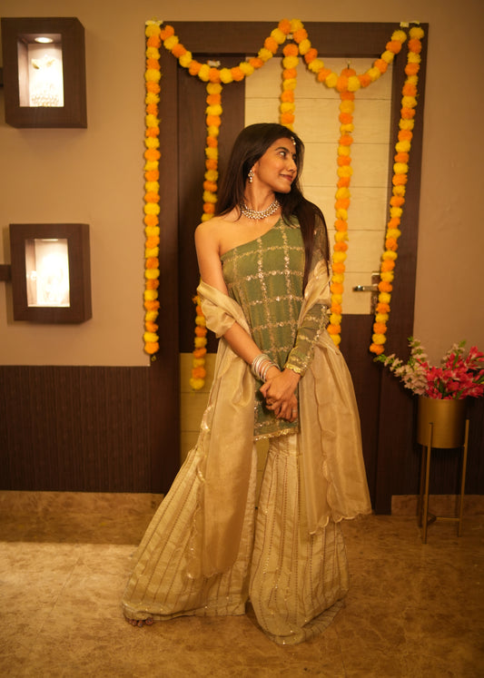 Meherza Sequin Sharara Set