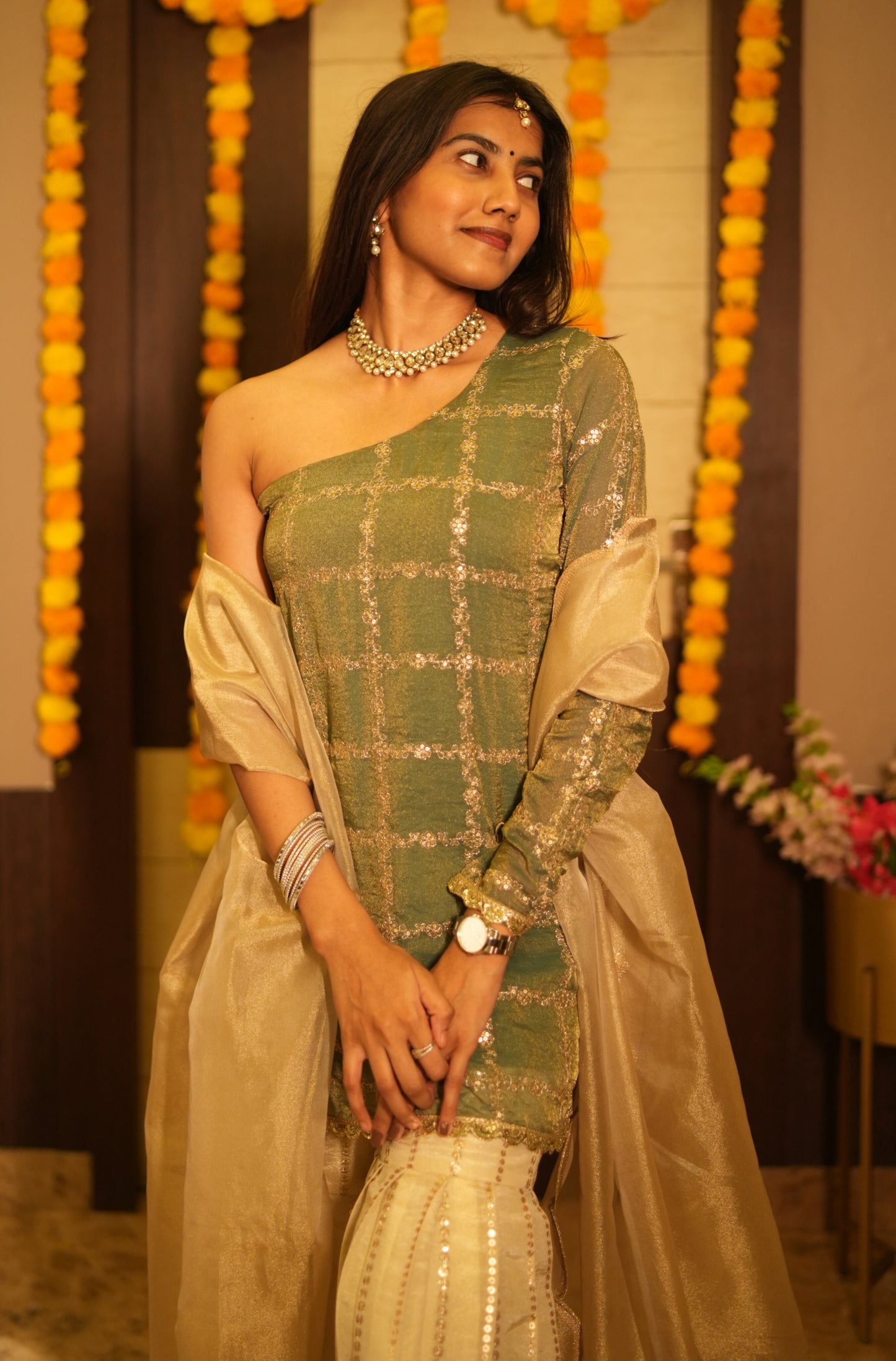 Meherza Sequin Sharara Set