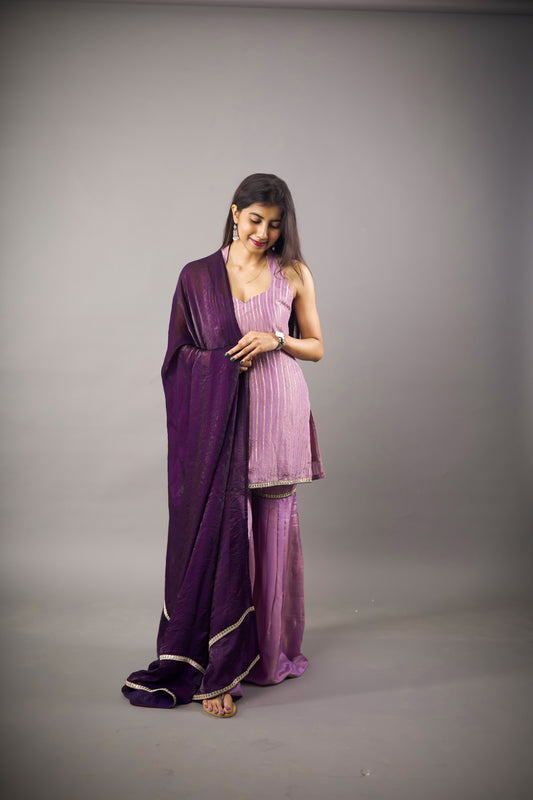 Lavender Jalpari Sharara Set