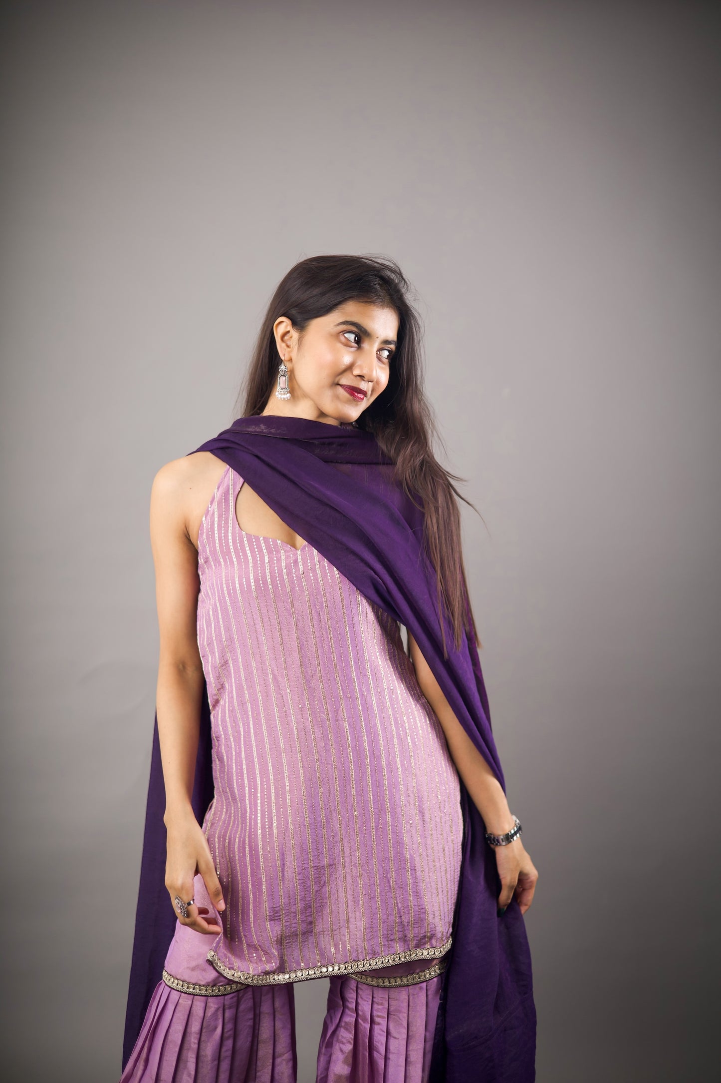 Lavender Jalpari Sharara Set