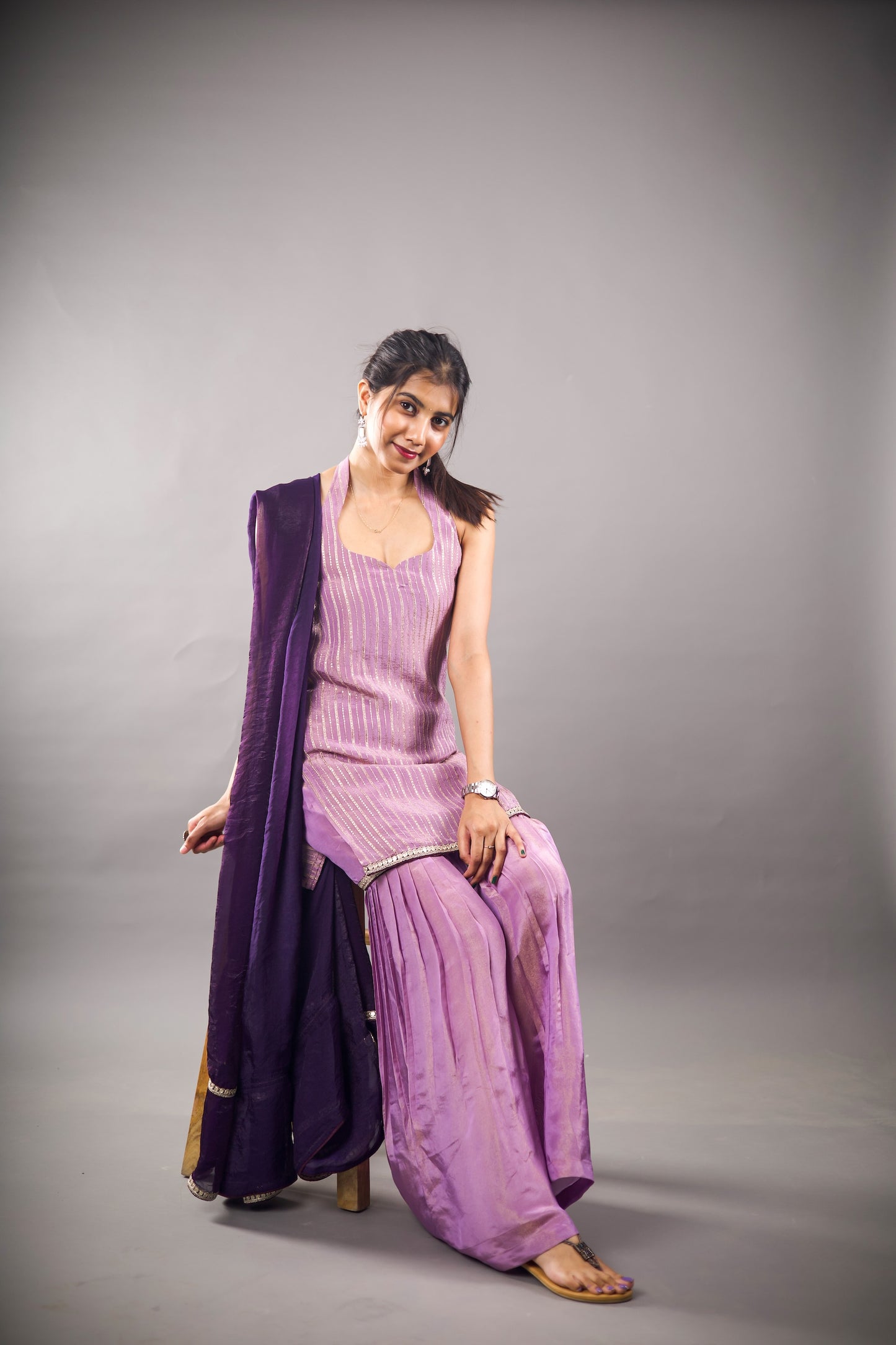 Lavender Jalpari Sharara Set