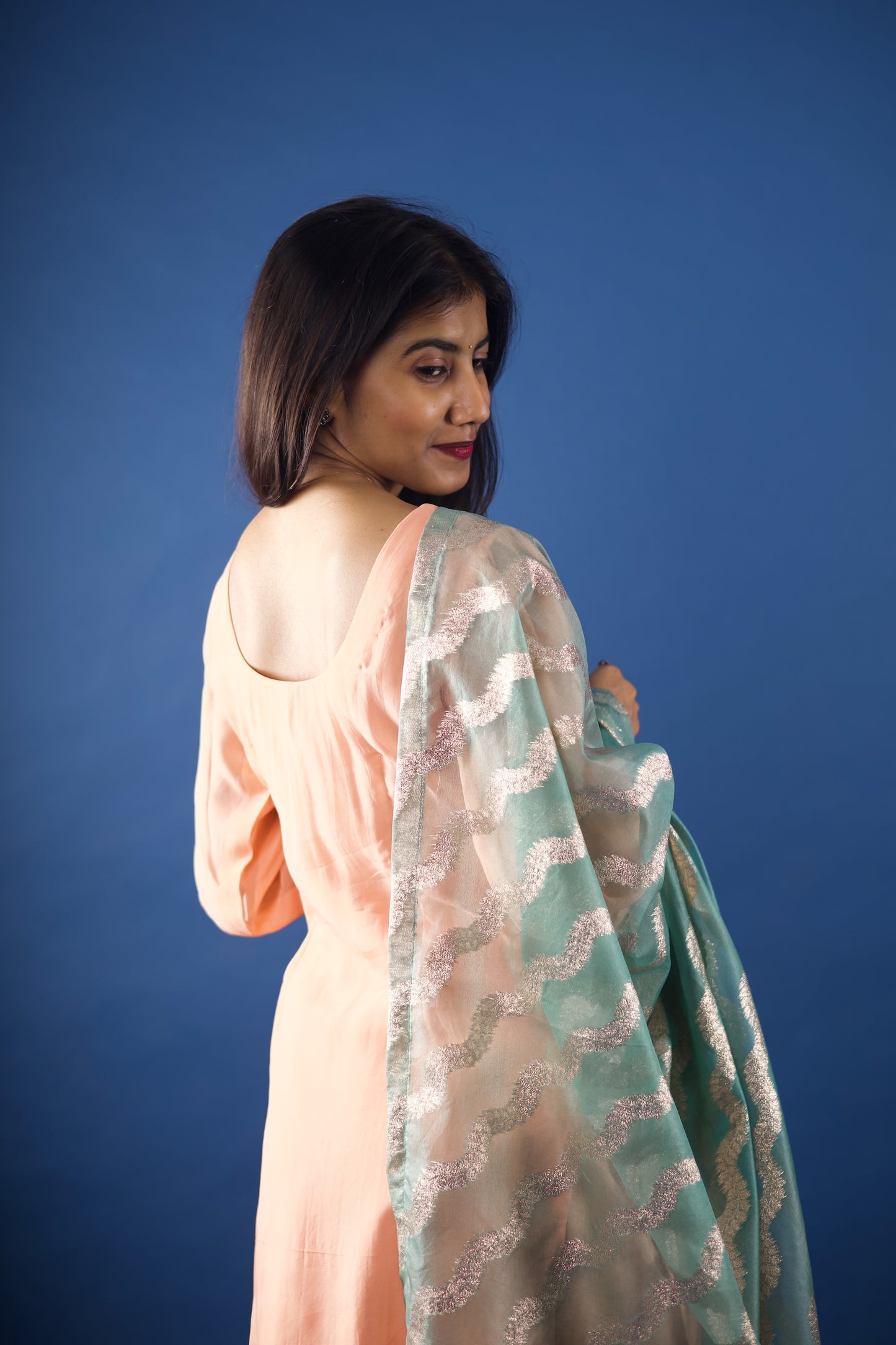 Blushy Peach Minty Aqua Suit Set