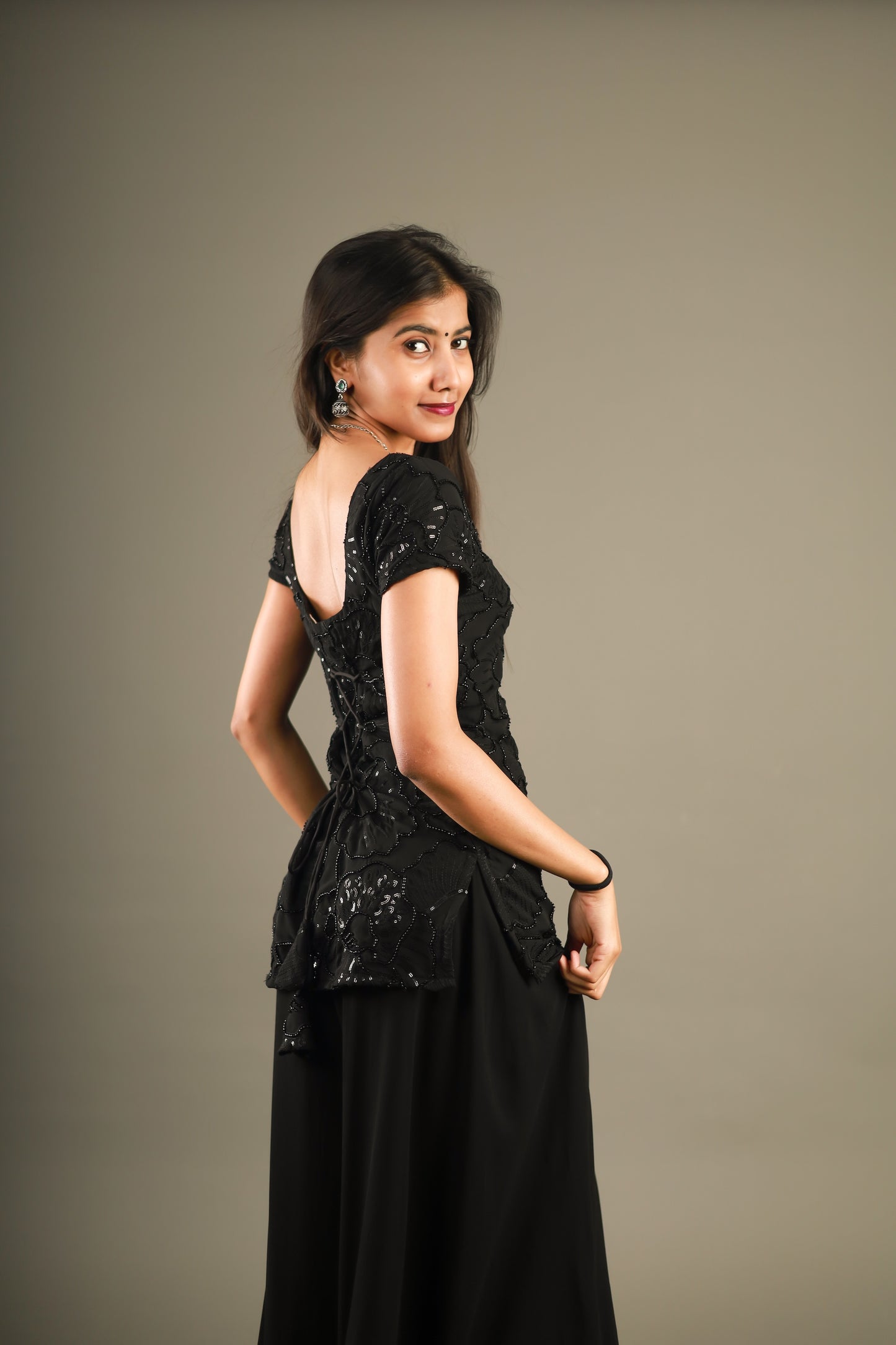 Kaali Mehfil Sequin Sharara Set