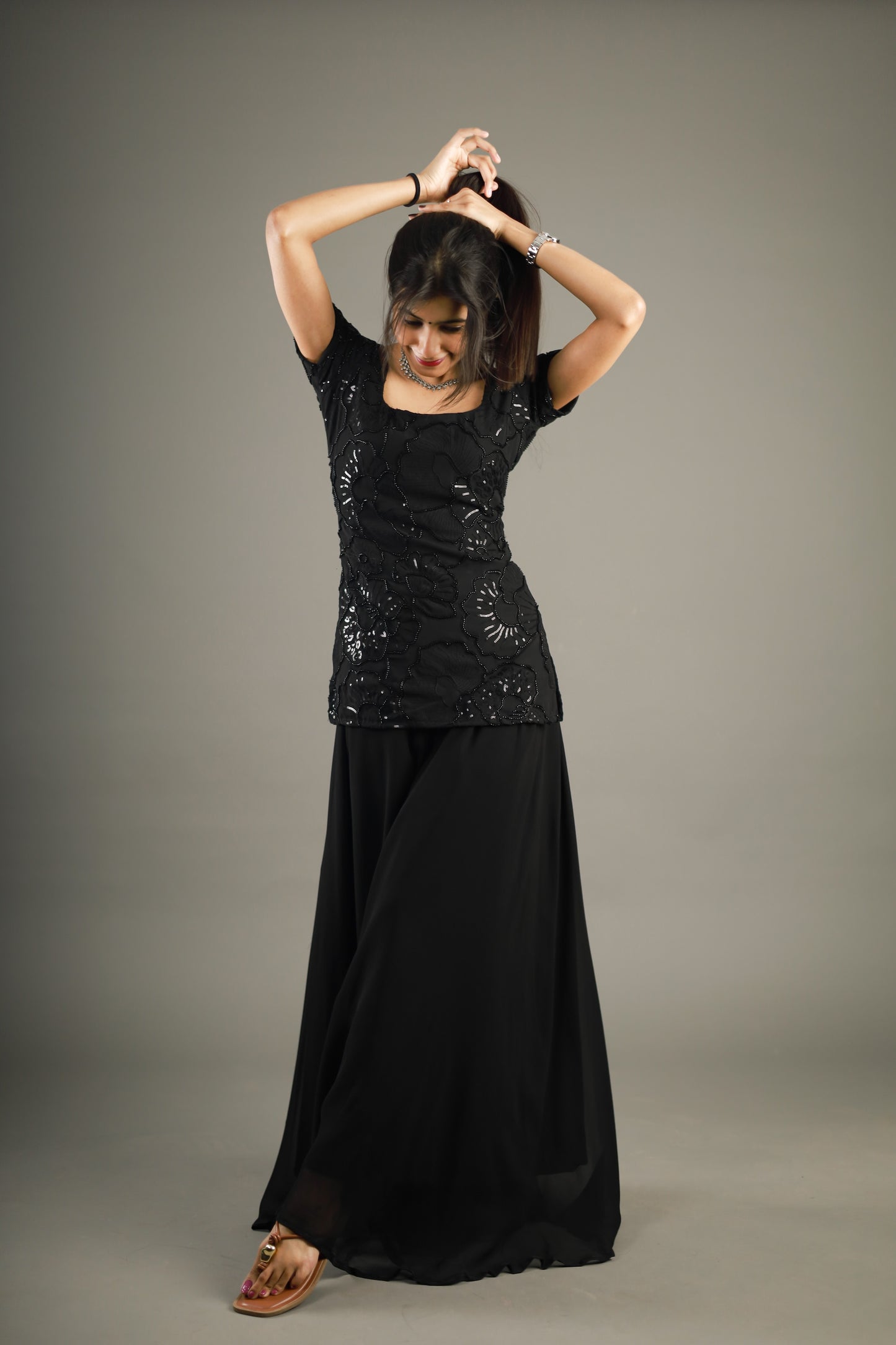 Kaali Mehfil Sequin Sharara Set