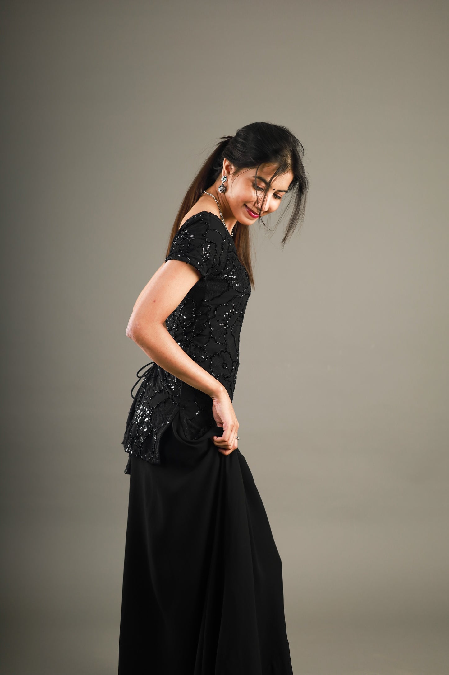 Kaali Mehfil Sequin Sharara Set